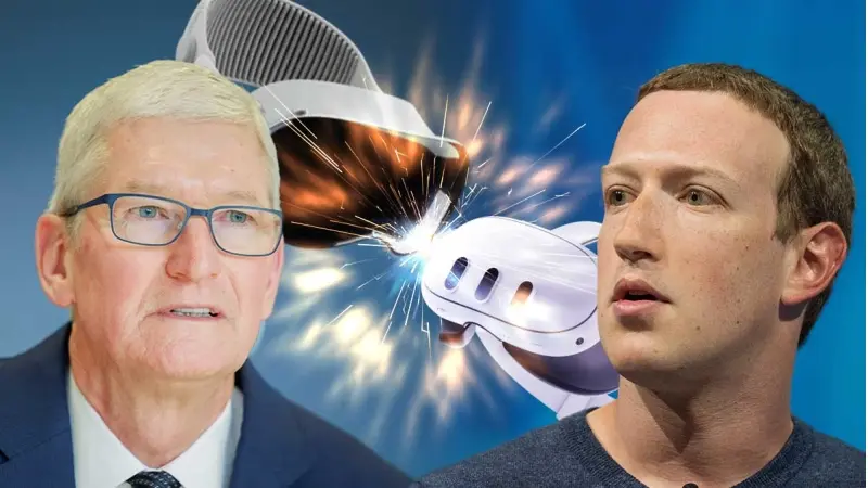 מארק צוקרברג מנכ"ל מטא וטים קוק מנכ"ל אפל (צילום shutterstock, Christophe Licoppe)